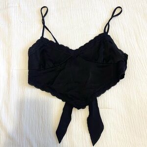 Black Lace tie bandana crop top